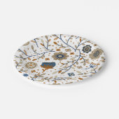 Floral pattern with blue and orange flowers ペーパープレート (アングル)