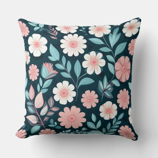 Floral Pattern With Pastel Flowers クッション (正面)