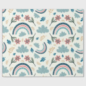 Floral pattern with rainbow and cloud shapes  ラッピングペーパー (フラット)