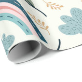 Floral pattern with rainbow and cloud shapes  ラッピングペーパー (ロールコーナー)