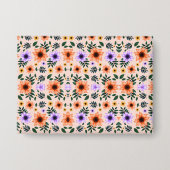 Floral-patterned envelope with vibrant orange  缶バッジ (正面)