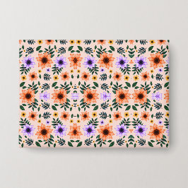 Floral-patterned envelope with vibrant orange  缶バッジ
