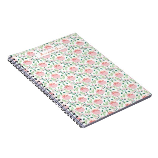 Floral patterned planner in pink and orange ノートブック (右側)