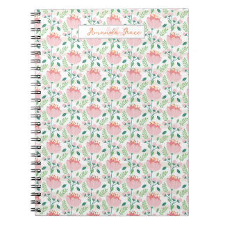 Floral patterned planner in pink and orange ノートブック
