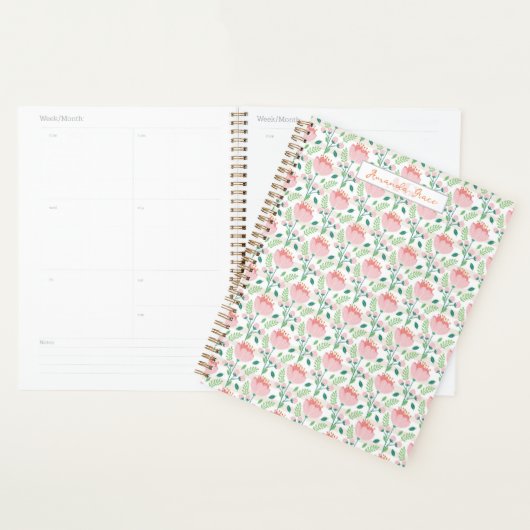 Floral patterned planner in pink and orange プランナー手帳 (ディスプレー)