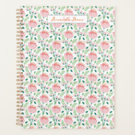 Floral patterned planner in pink and orange プランナー手帳