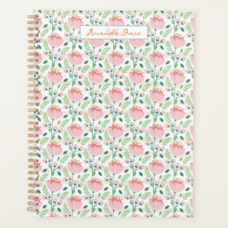 Floral patterned planner in pink and orange プランナー手帳