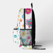 Floral Paw Print Backpack with Custom Name プリントバックパック (右)
