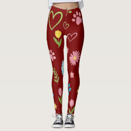 Floral Paw Print Leggings レギンス