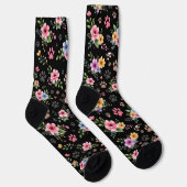 Floral & Paw Print Pattern Socks – Cute Pastel Pet ソックス (右)
