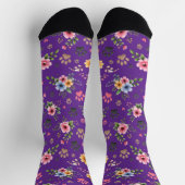 Floral & Paw Print Pattern Socks – Cute Pastel Pet ソックス (上部)