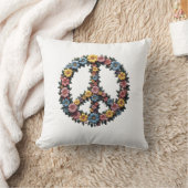 Floral Peace Sign Pillow クッション (ブランケット)