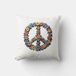 Floral Peace Sign Pillow クッション