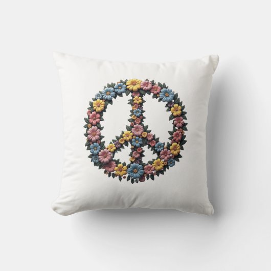 Floral Peace Sign Pillow クッション (正面)
