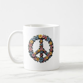 Floral Peace Symbol Mug コーヒーマグカップ