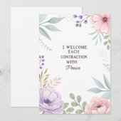 Floral Peaceful Birth Contraction Quote シーズンカード (正面/裏面)