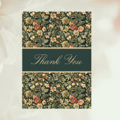 Floral Peach Green Cream William Morris Inspired  サンキューカード