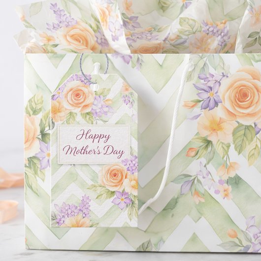 Floral Peach Lavender Sage Happy Mother's Day ギフトタグ