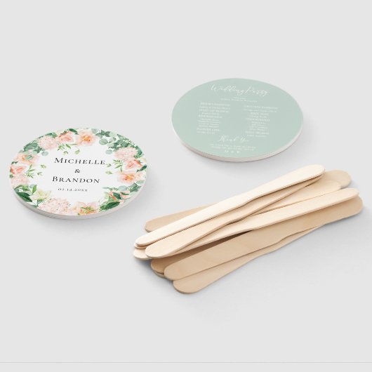 floral peach + wedding foliage ハンドファン (組立なし)