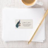 Floral Peacock Ivory Return Address ラベル (インサイチュ)