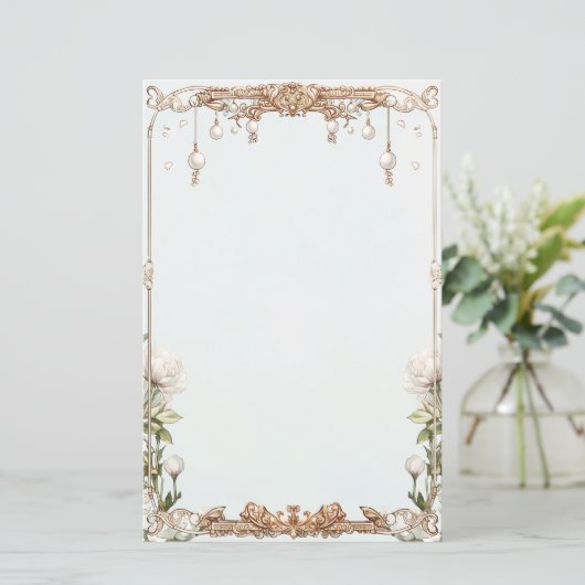 Floral Pearls Prosecco Notes or Party Game Card (スタンド正面)