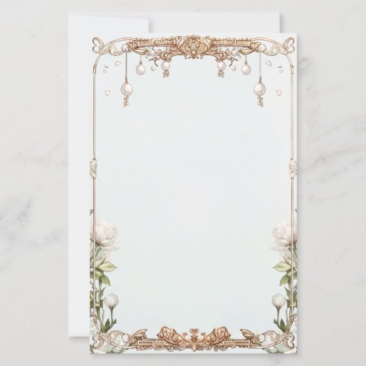 Floral Pearls Prosecco Notes or Party Game Card (正面)