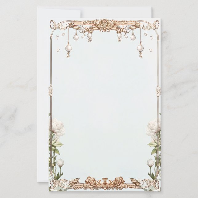 Floral Pearls Prosecco Notes or Party Game Card (正面)