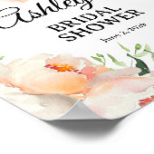 Floral Peony Bridal Shower Welcome Sign ポスター (角)