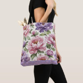 Floral Peony Personalized Tote Bag トートバッグ (クローズアップ)