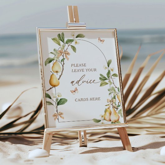 Floral Perfect Pair Pear Bridal Shower Advice ポスター