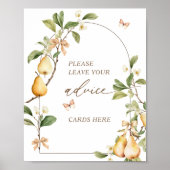 Floral Perfect Pair Pear Bridal Shower Advice ポスター (正面)