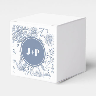 Floral Periwinkle Blue Monogram Wedding フェイバーボックス