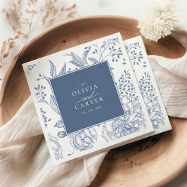 Floral Periwinkle Elegant Blue Wedding スタンダードカクテルナプキン