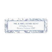 Floral Periwinkle Elegant Wedding Return Address ラベル (正面)