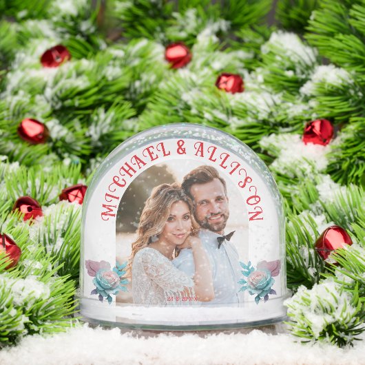 Floral Personalized 2 Photo Wedding Keepsake (クリスマス)