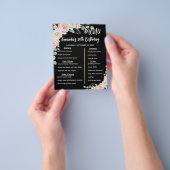 Floral Personalized Birthday Menu Program Card チラシ (手)