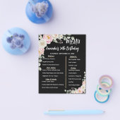 Floral Personalized Birthday Menu Program Card チラシ (シングル)