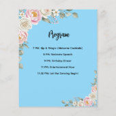 Floral Personalized Birthday Menu Program Card チラシ (裏面)
