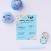Floral Personalized Birthday Menu Program Card チラシ (シングル)