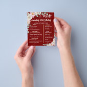 Floral Personalized Birthday Menu Program Card チラシ (手)