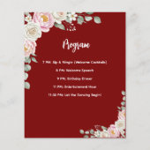 Floral Personalized Birthday Menu Program Card チラシ (裏面)