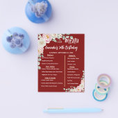 Floral Personalized Birthday Menu Program Card チラシ (シングル)