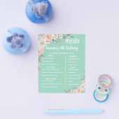 Floral Personalized Birthday Menu Program Card チラシ (シングル)