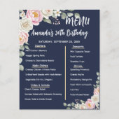 Floral Personalized Birthday Menu Program Card チラシ (正面)