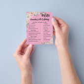 Floral Personalized Birthday Menu Program Card チラシ (手)
