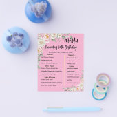 Floral Personalized Birthday Menu Program Card チラシ (シングル)