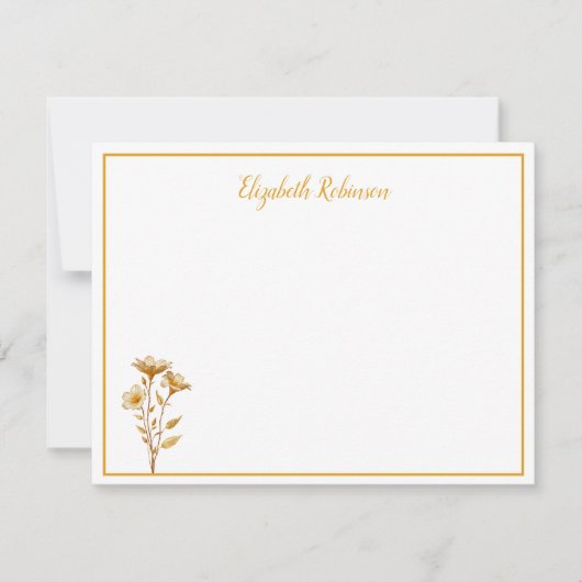 Floral Personalized Custom Note Card ノートカード (正面)