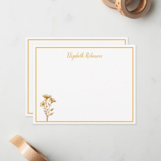 Floral Personalized Custom Note Card ノートカード (正面/裏面インサイチュ)