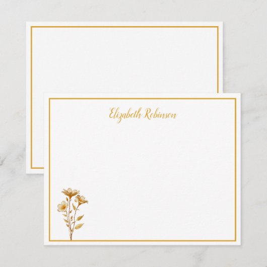 Floral Personalized Custom Note Card ノートカード (正面/裏面)