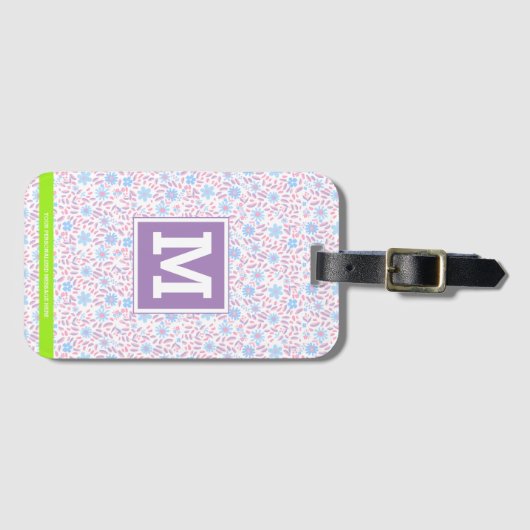 Floral Personalized Monogram ラゲッジタグ (正面横)